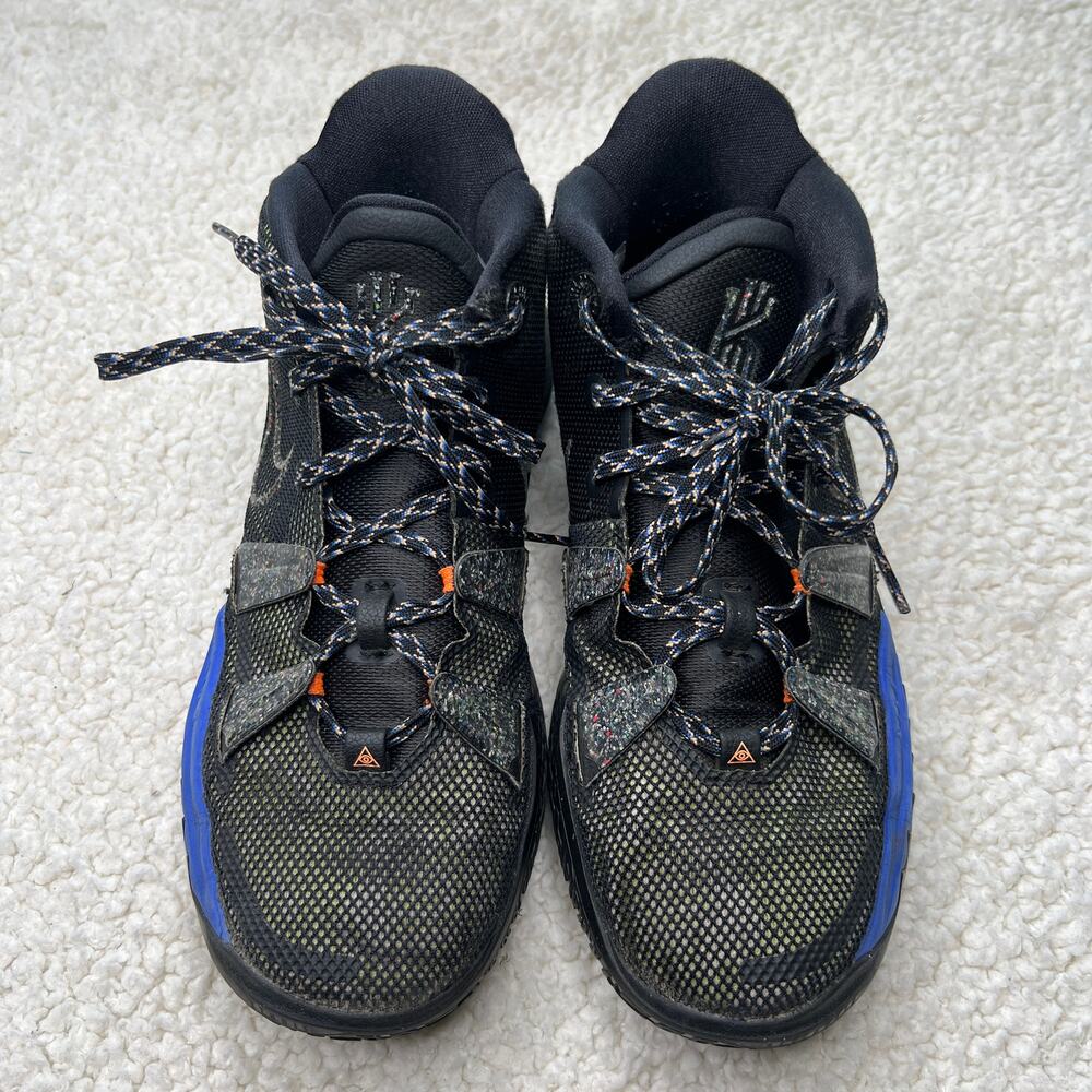 Boys Nike Kyrie 7 Black Blue GS Grind High Tops, Youth Size 5